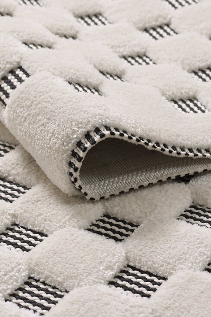 Sisal Yumuşak Peluş Post Shaggy Halı Krem Antrasit Oturma Odası Salon Mutfak Yoluk Halısı