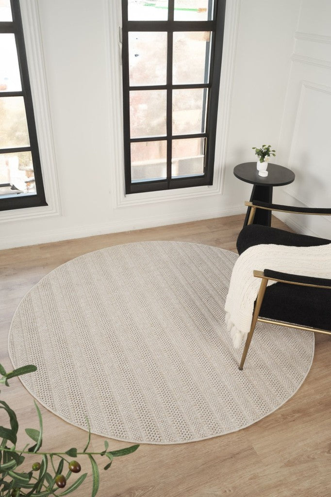 Yumuşak Bukleli Bej Oeko-tex Sertifikalı Yuvarlak Oturma Odası Salon Mutfak Balkon Çocuk Halısı