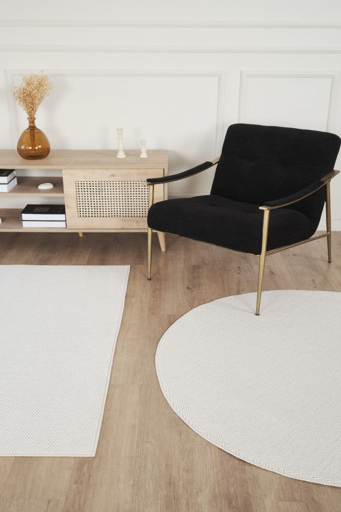 Yumuşak Bukleli Ekru Beyaz Yuvarlak Halı Oturma Odası Salon Mutfak Koridor Balkon Çocuk Odası Halısı