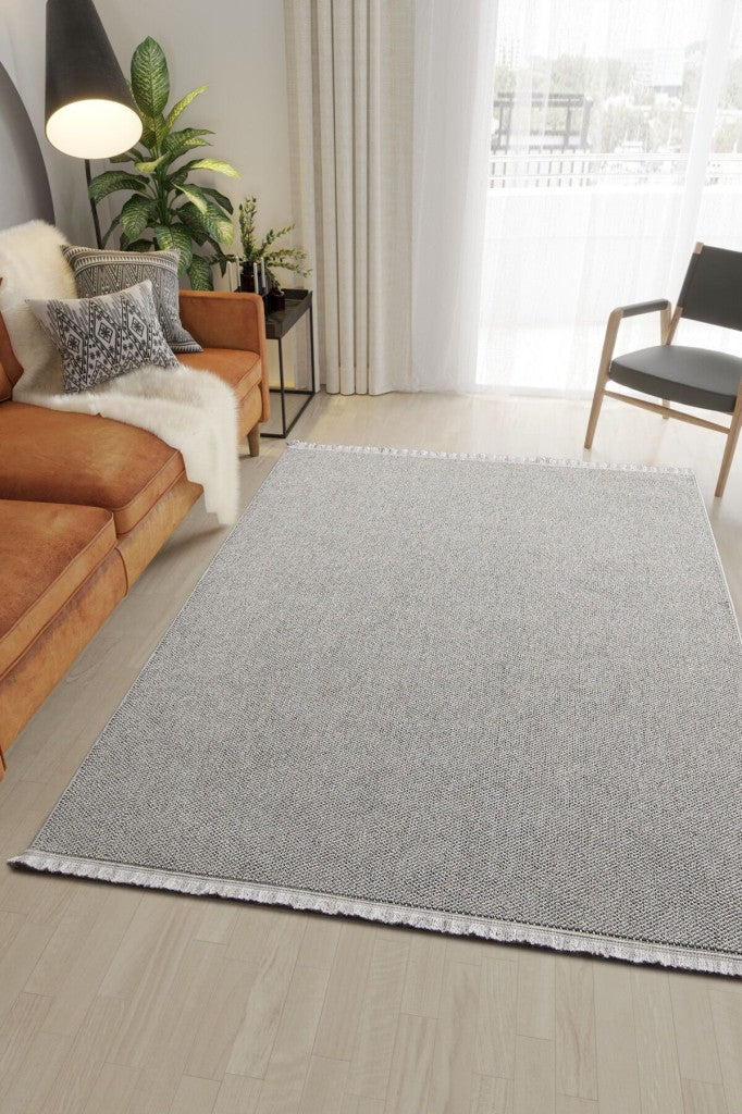 Yumuşak Bukleli Gri Halı Oturma Odası Salon Mutfak Koridor Antre Balkon Çocuk Odası Halısı K145a