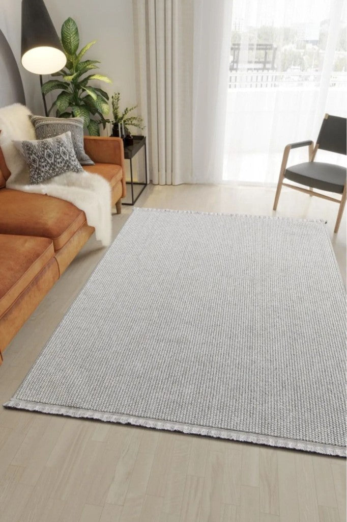 Yumuşak Bukleli Krem Gri Oeko-tex Sertifikalı Oturma Odası Salon Mutfak Balkon Çocuk Halısı