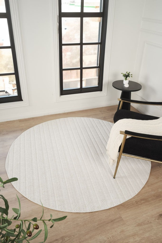 Yumuşak Bukleli Krem Oeko-tex Sertifikalı Yuvarlak Oturma Odası Salon Mutfak Balkon Çocuk Halısı