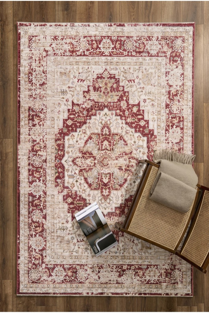 Modern Dokuma Halı Bordo Krem Salon Mutfak Antre Yolluk Oturma Odası Halısı F933E