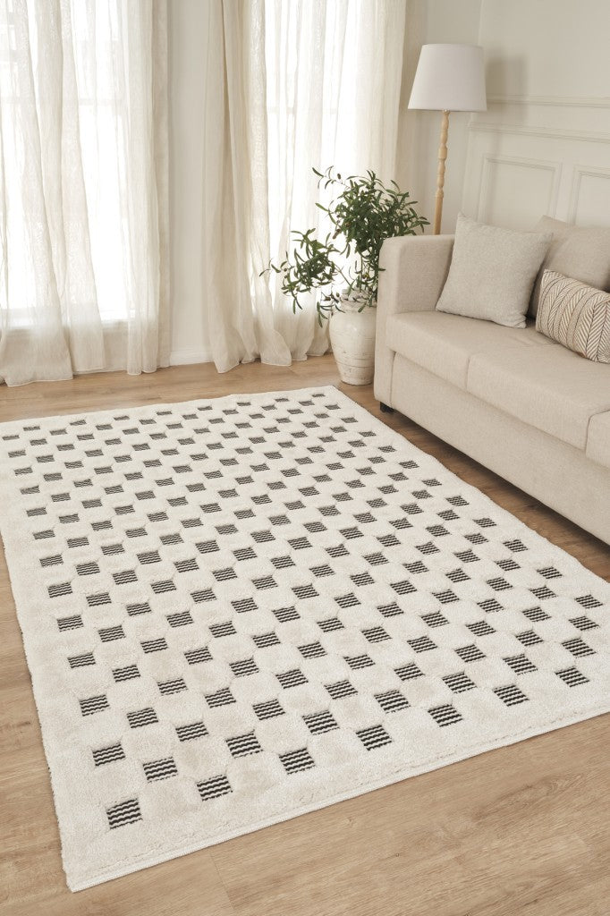 Sisal Yumuşak Peluş Post Shaggy Halı Krem Antrasit Oturma Odası Salon Mutfak Yoluk Halısı