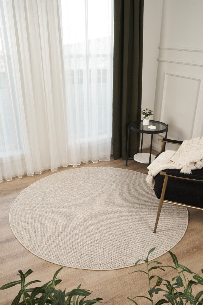 Yumuşak Bukleli Bej Yuvarlak Halı Oturma Odası Salon Mutfak Koridor Balkon Çocuk Odası Halısı