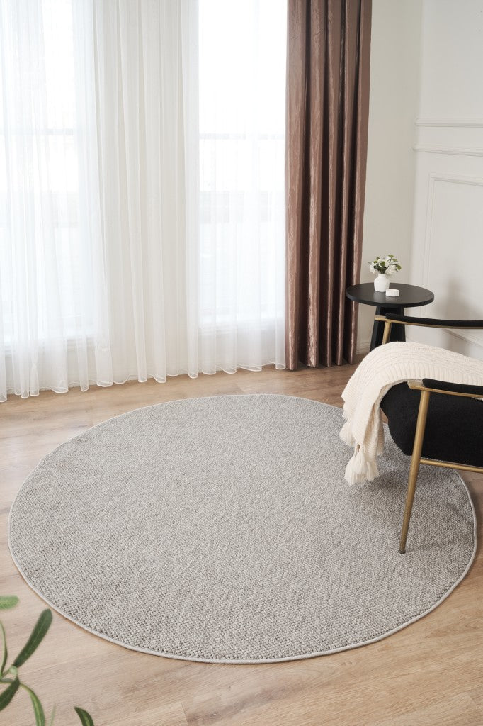 Yumuşak Bukleli Gri Yuvarlak Halı Oturma Odası Salon Mutfak Koridor Balkon Çocuk Odası Halısı K145A