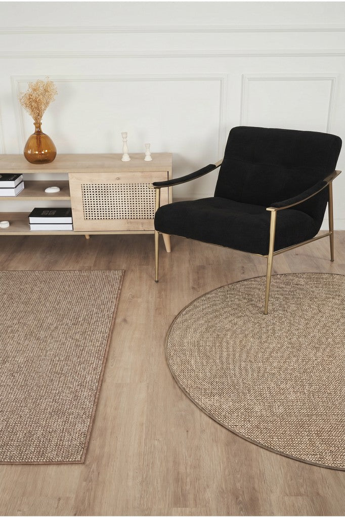 Yumuşak Bukleli Kahve Yuvarlak Halı Oturma Odası Salon Mutfak Koridor Antre Balkon Çocuk Odası Halısı K144A