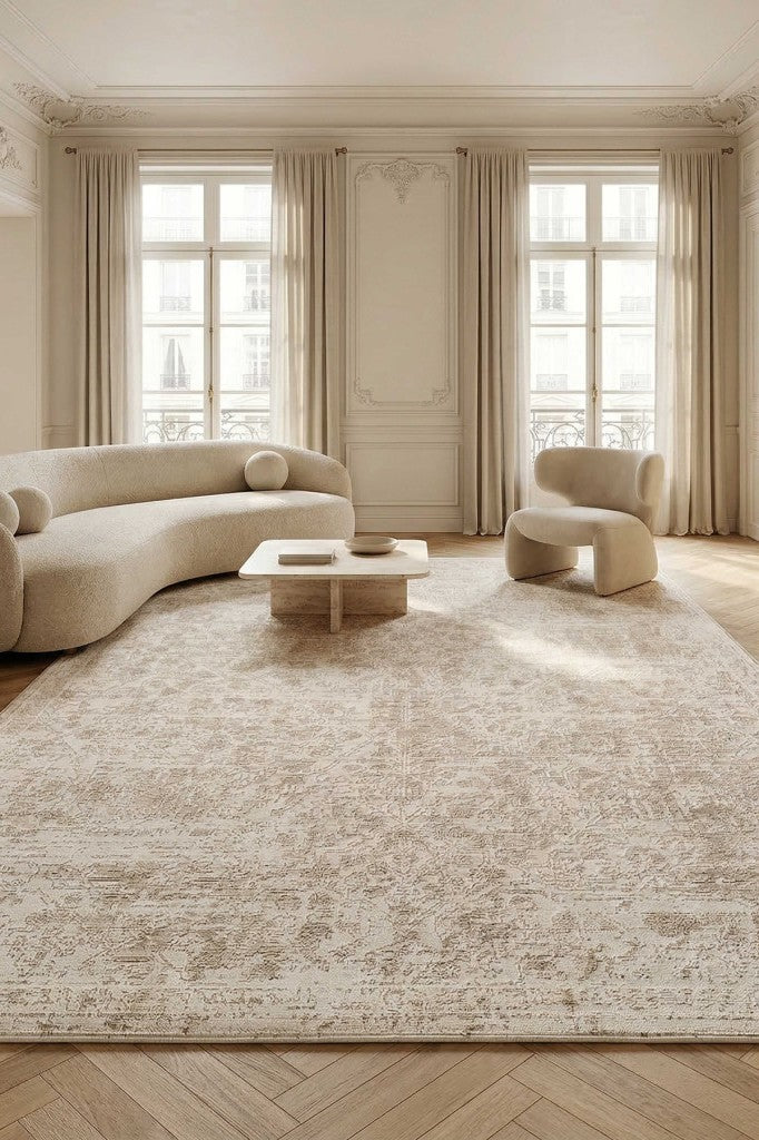 Yumuşak Modern Krem Bej Halı Salon Mutfak Antre Yolluk Oturma Odası Çocuk Odası Halısı J367A